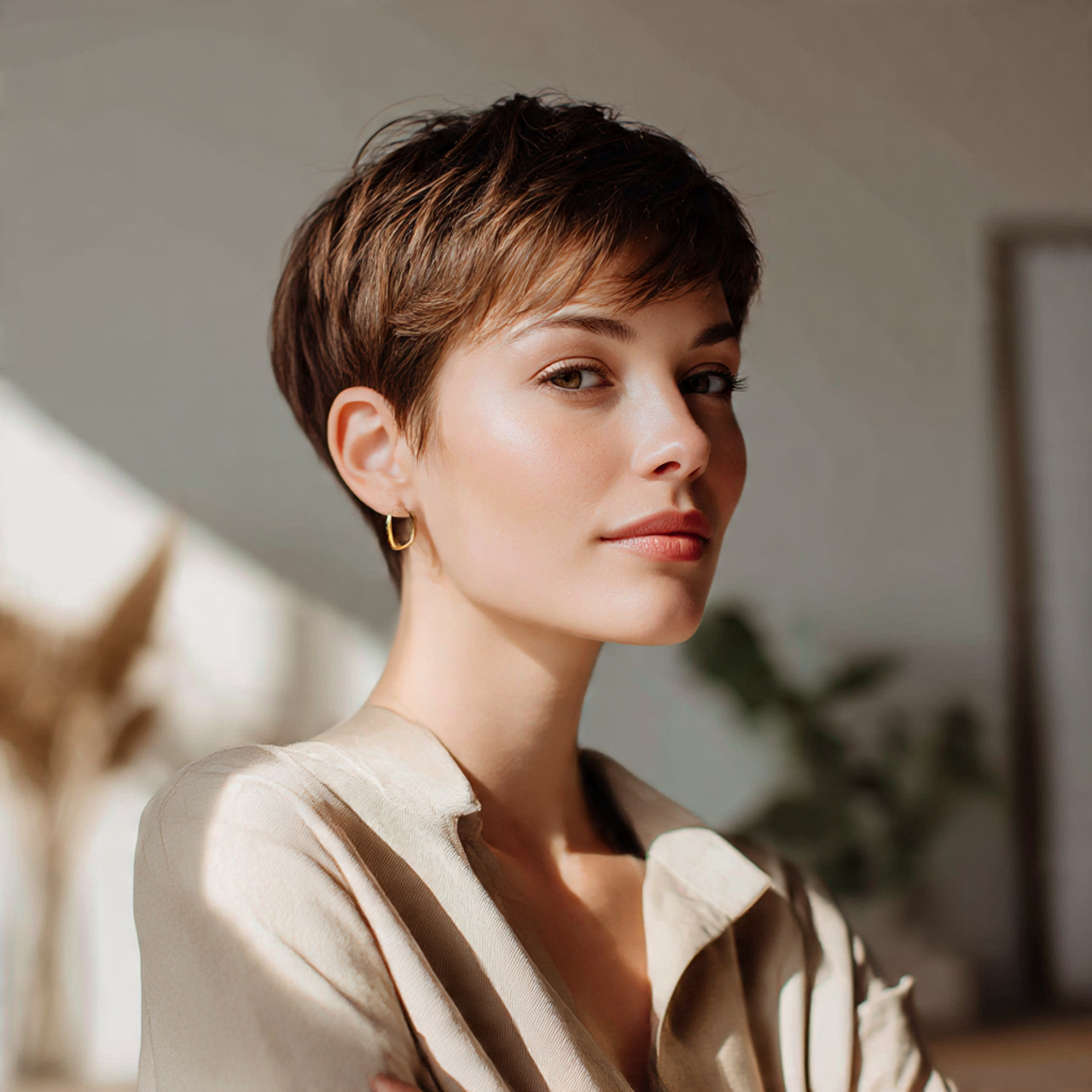 a confident woman with a sleek short