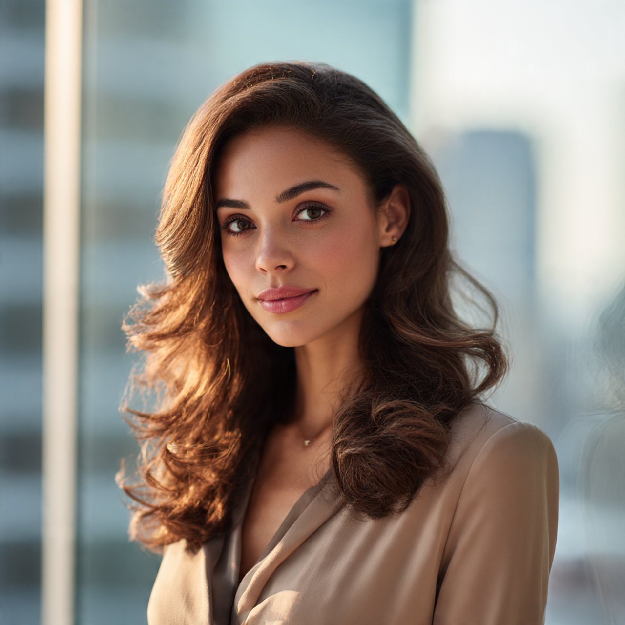 a confident woman with a soft voluminous