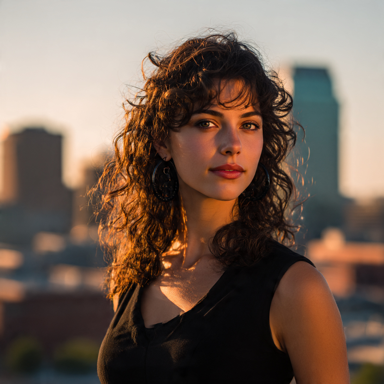 a confident woman with a voluminous soft