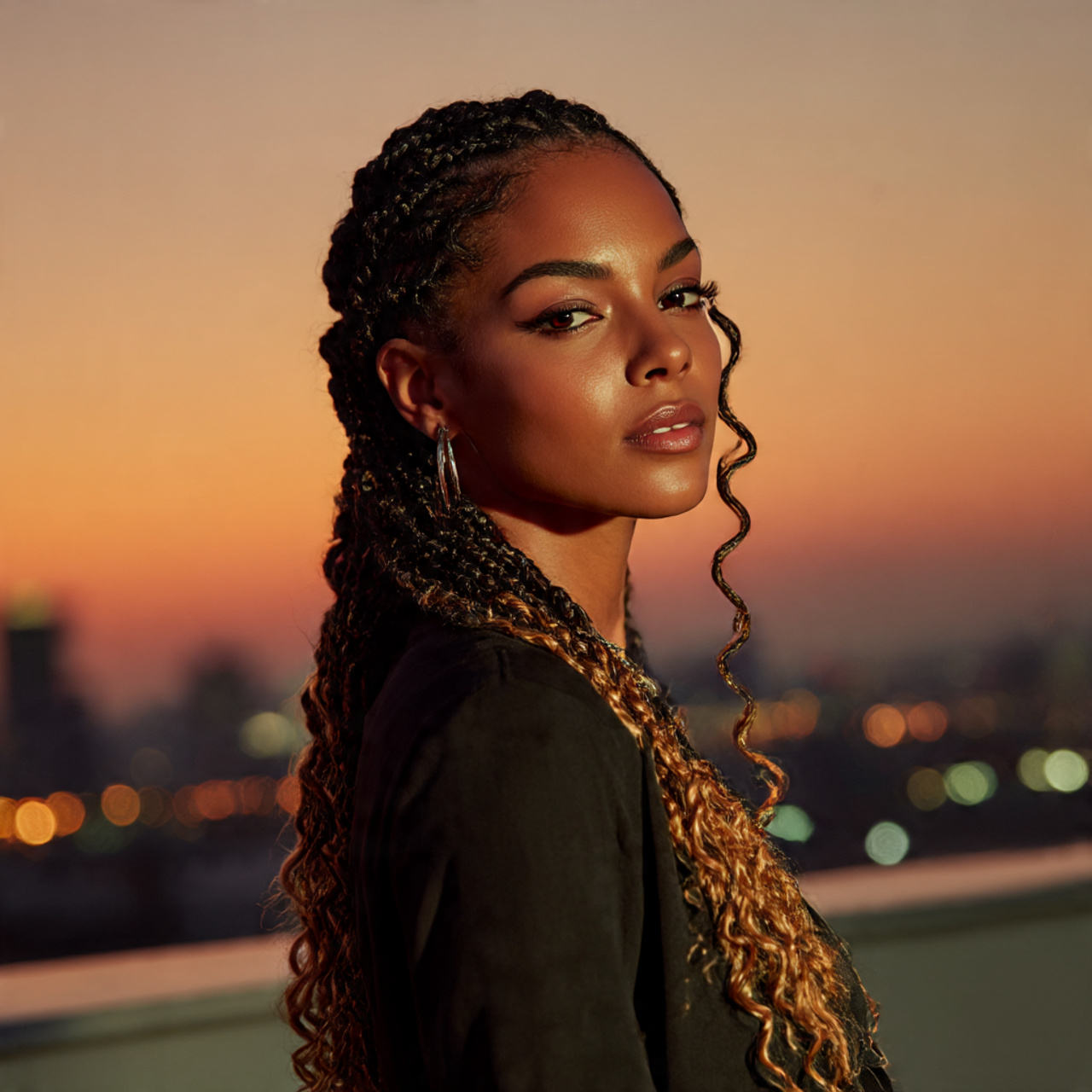 a confident woman with medium dark skin showcasing