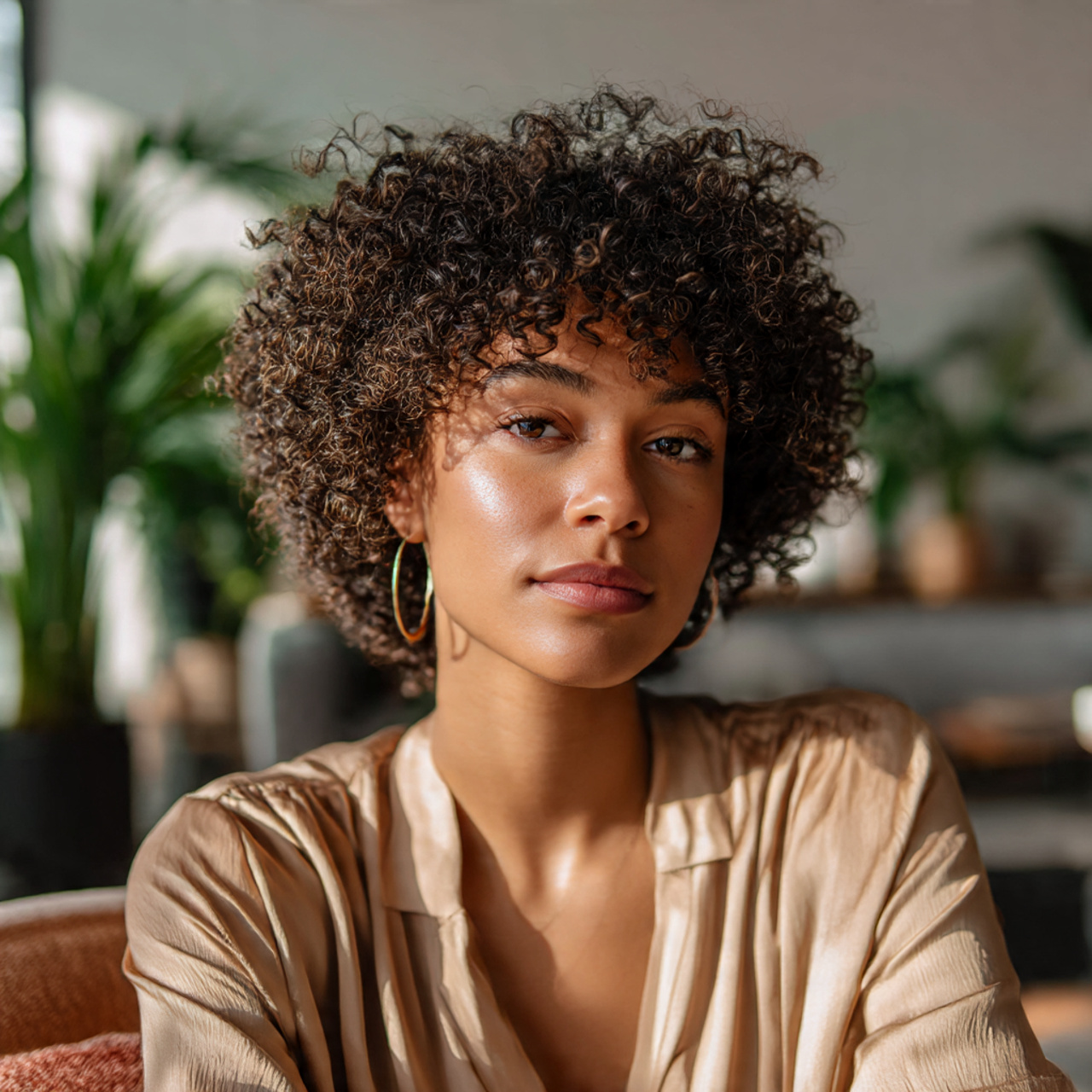 27 Short Silk Pressed Hair: Sleek, Shiny & Effortless Styles 4 a confident woman with short silk pressed