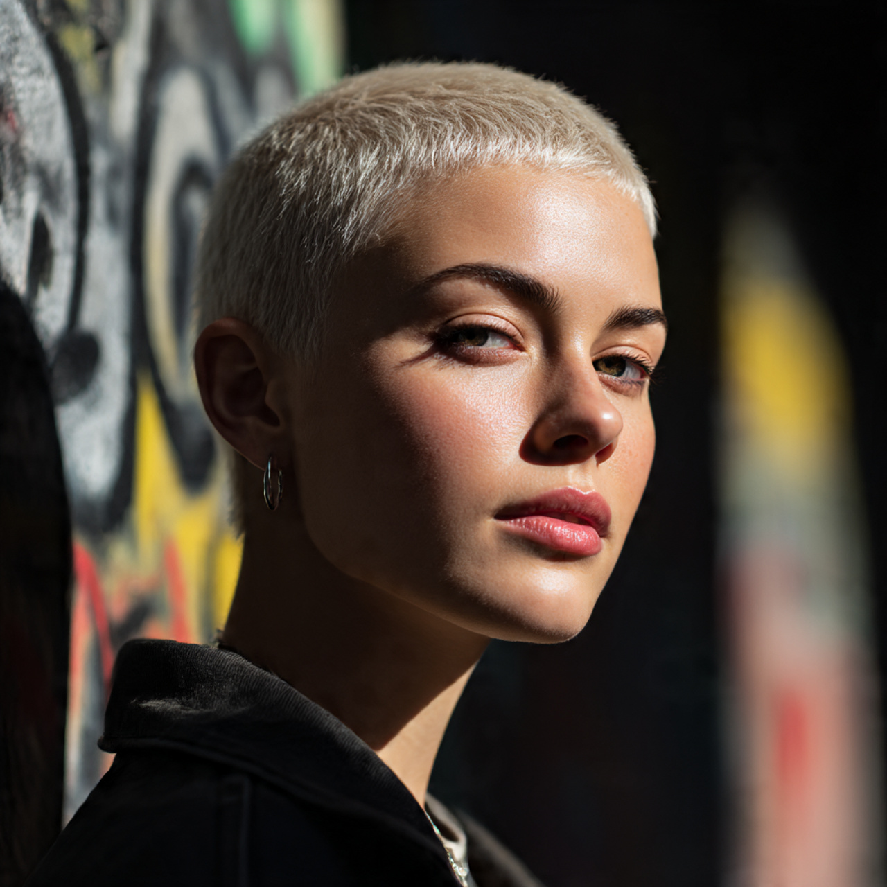 a confident young woman with a platinum