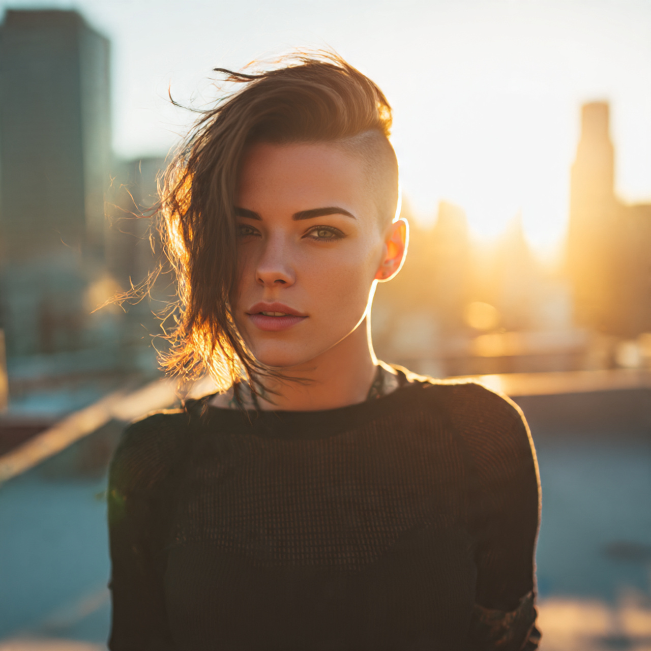 Bold & Chic: 20 Short Cropped Hairstyles Ideas 11 a confident young woman with a shaved