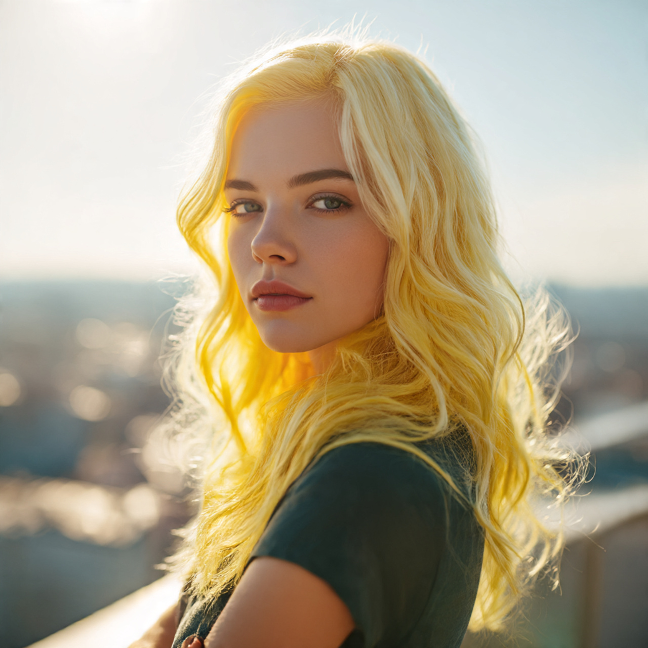 a confident young woman with amplified celestial