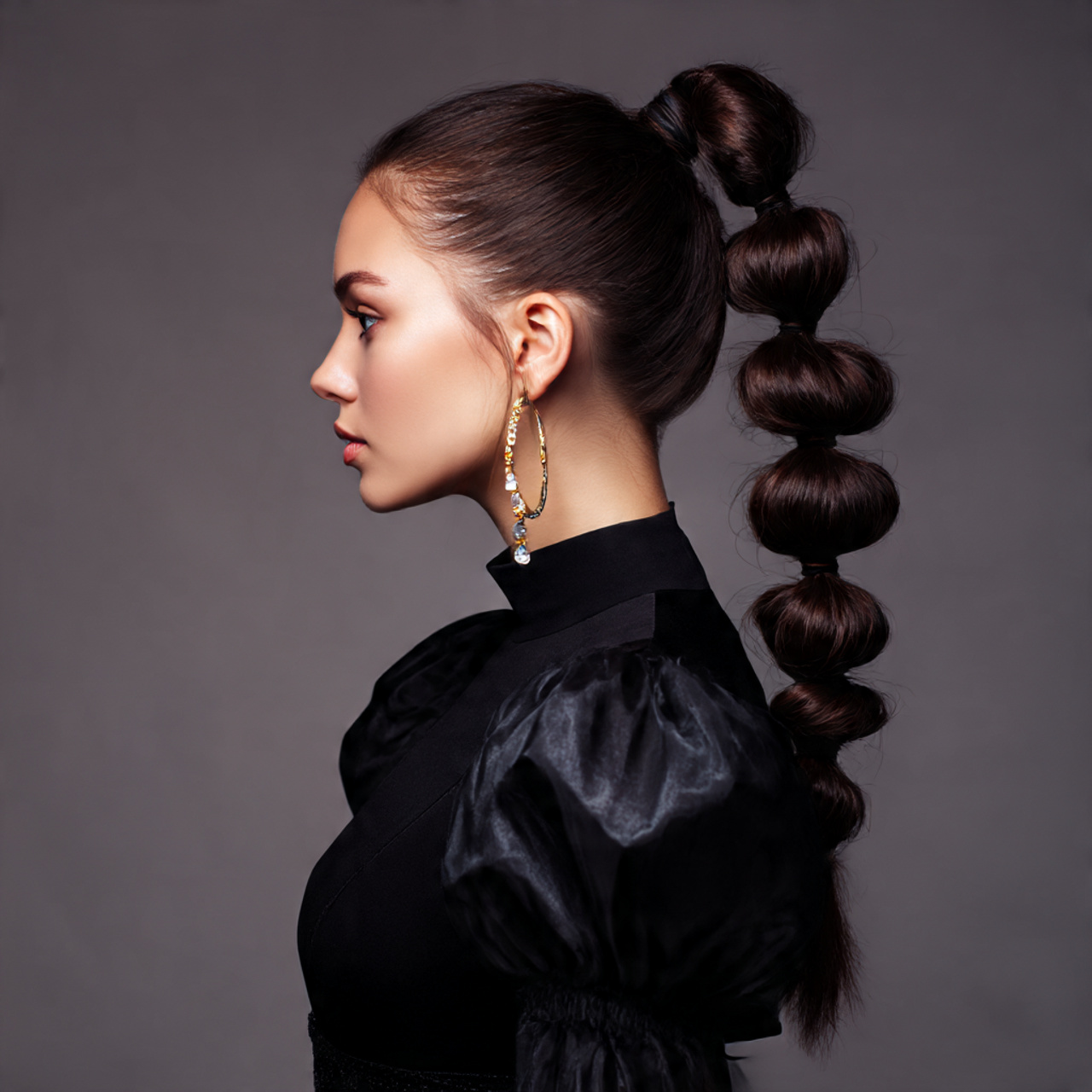 a creative ponytail hairstyle with multiple hair