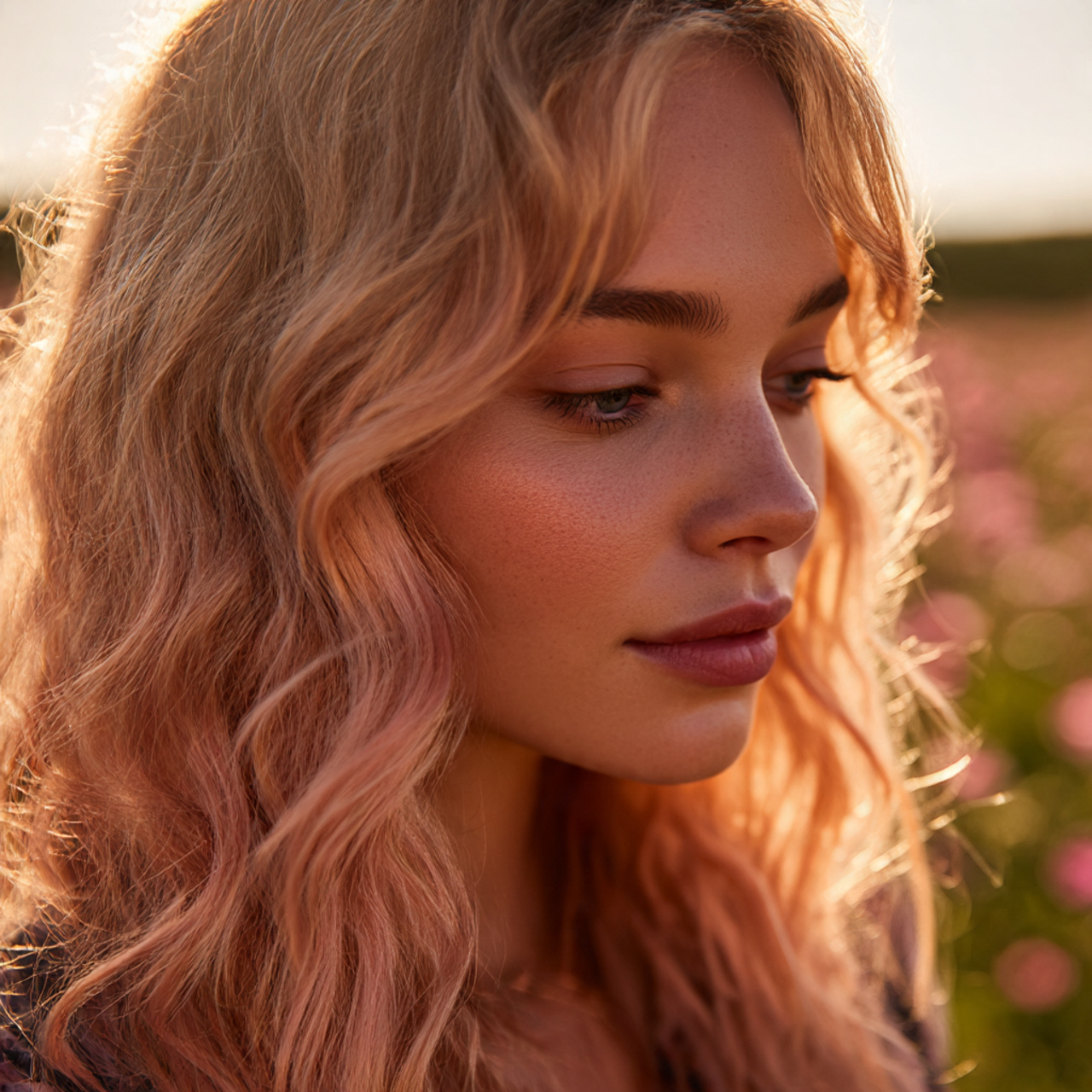 a dreamy close up shot of a woman