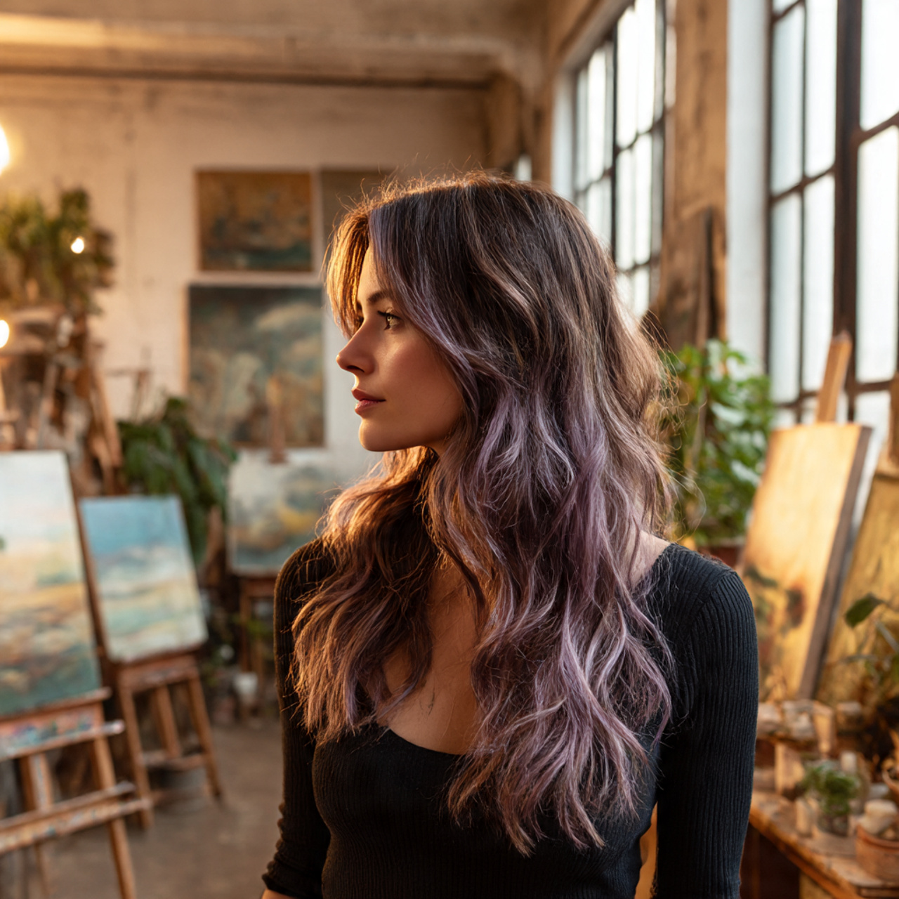 a dreamy scene of a woman with