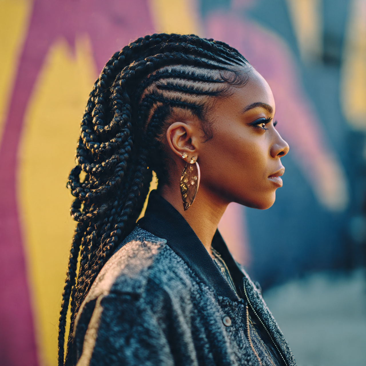 a fashion forward black woman with an asymmetrical