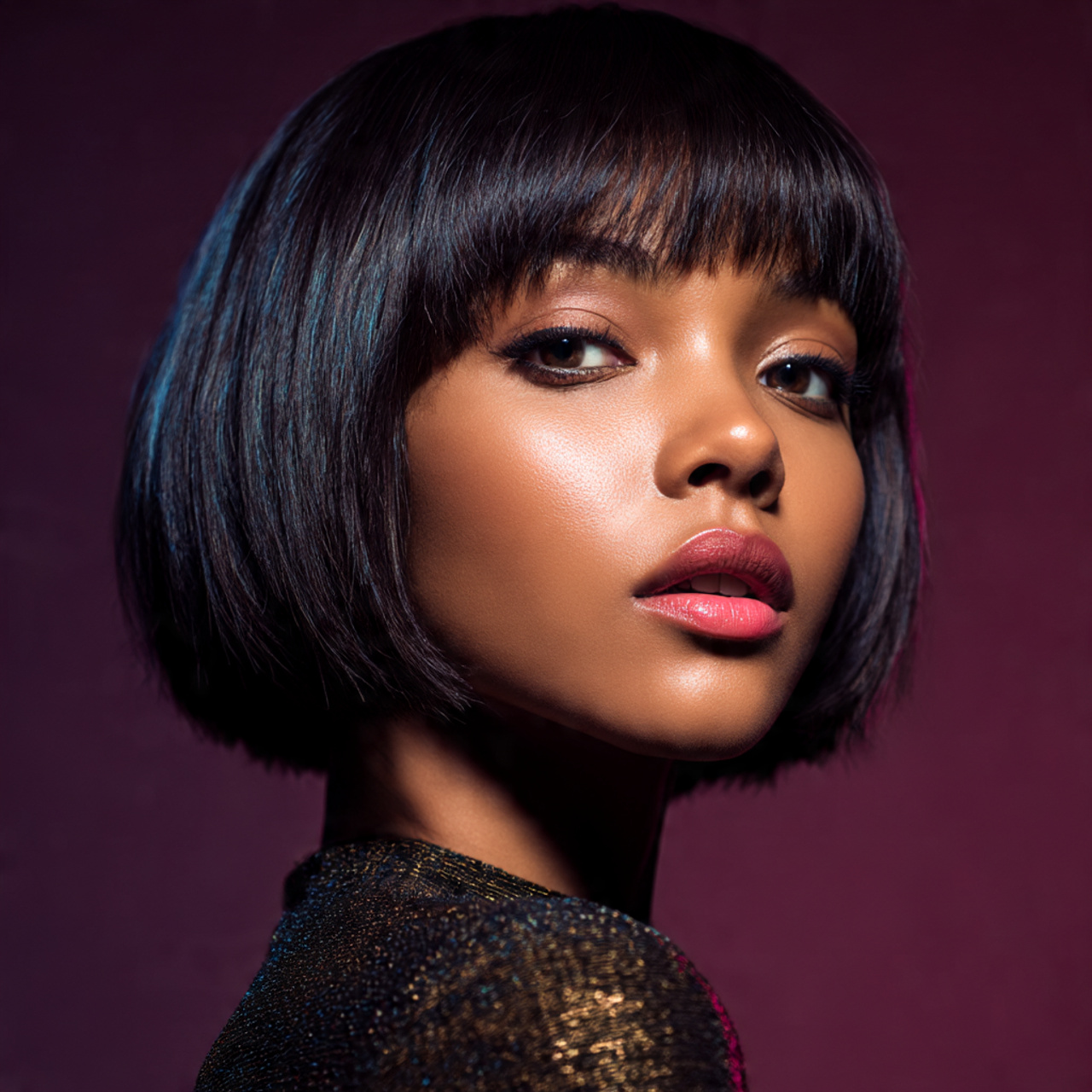 25 Stunning Bob Hairstyles for Black Women: Short, Curly & Sleek Cuts 15 a fashionable black woman wearing a bob