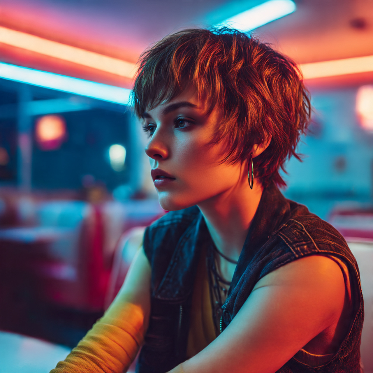 a fashionable model with edgy short haircuts