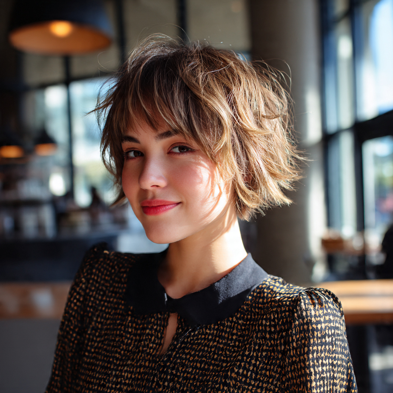 a fashionable woman with a choppy short