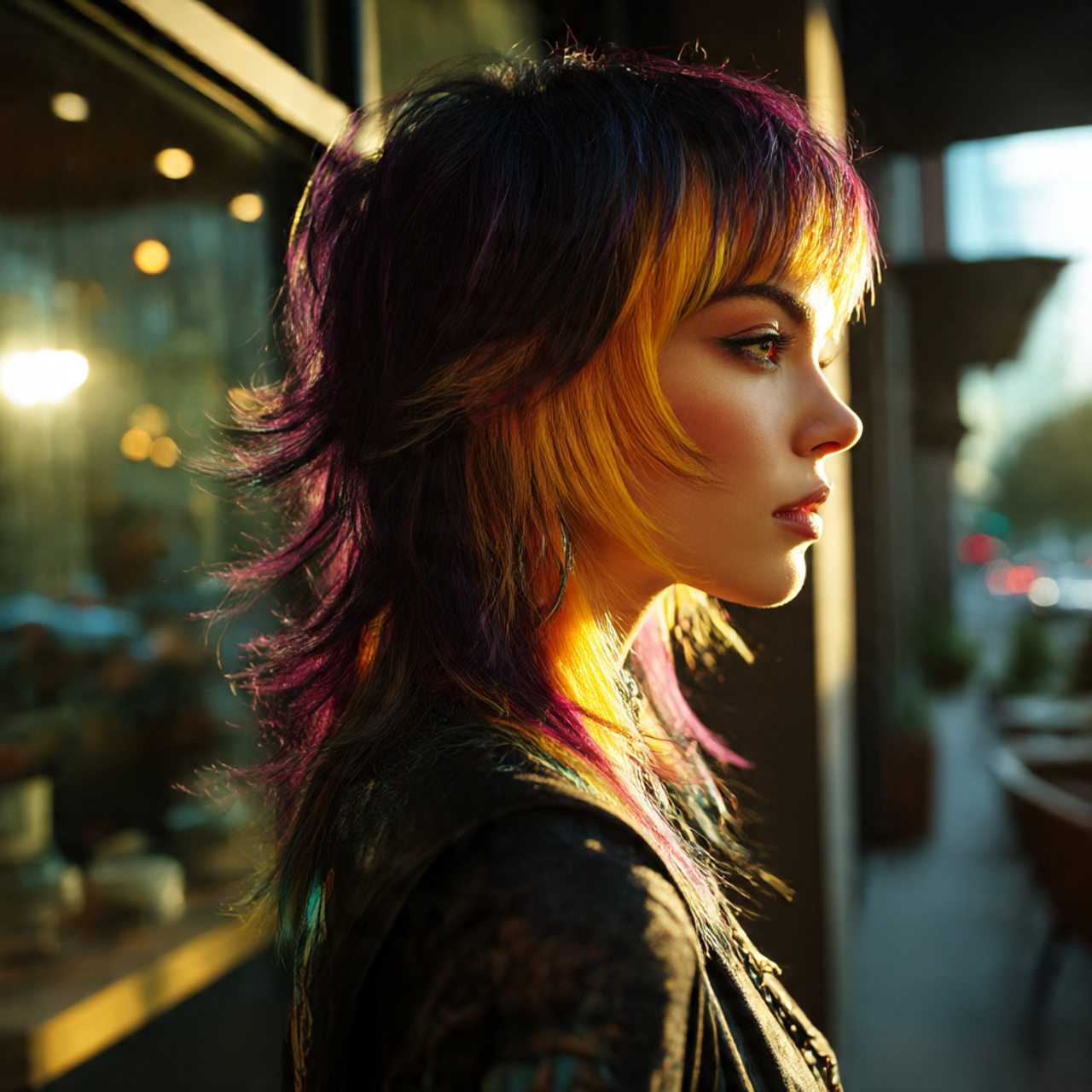 a fashionable woman with a mullet wolf