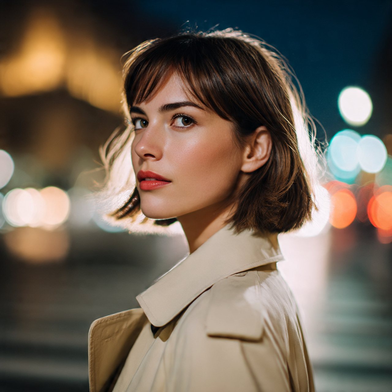 a fashionable woman with a sleek medium length