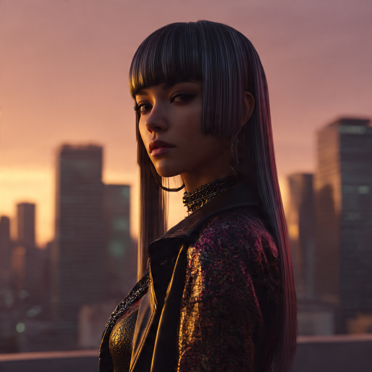 a fashionable woman with a straight and