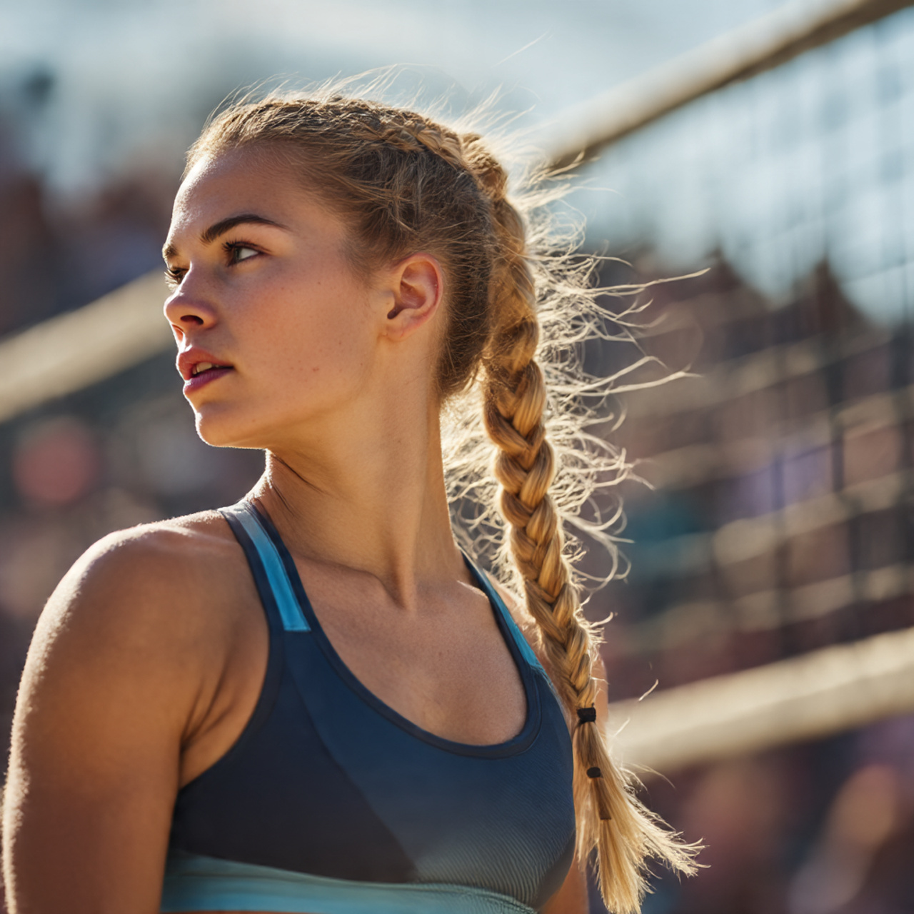 a female volleyball athlete on an outdoor