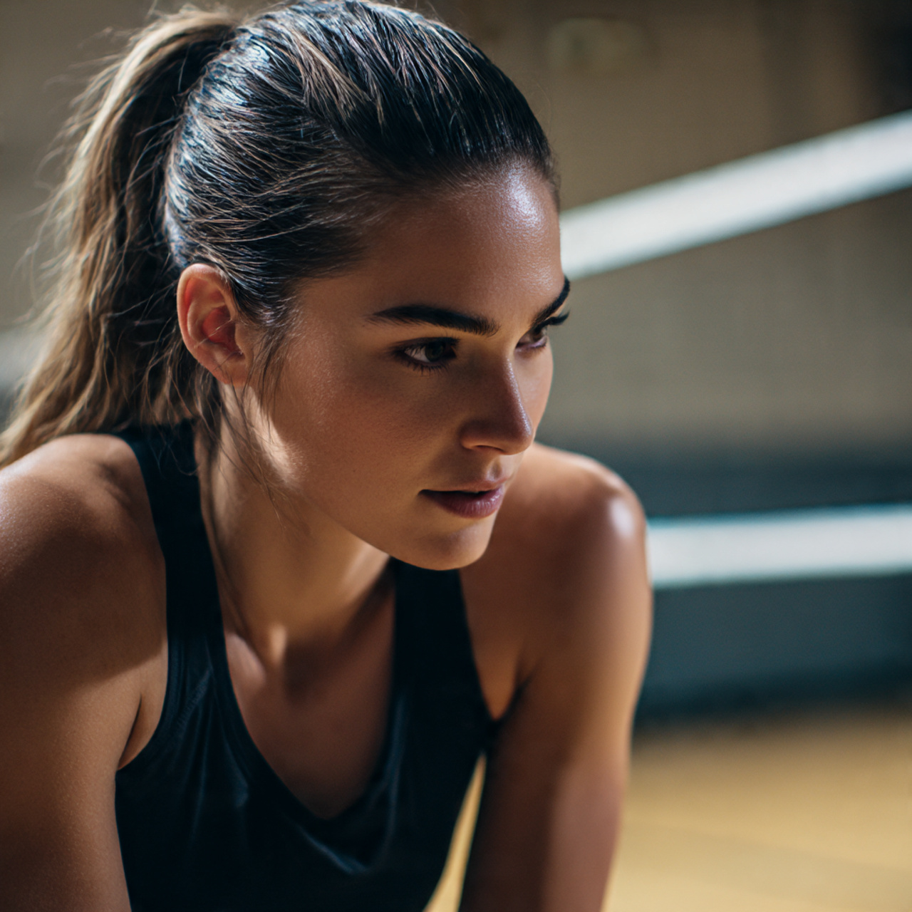a female volleyball player on an indoor