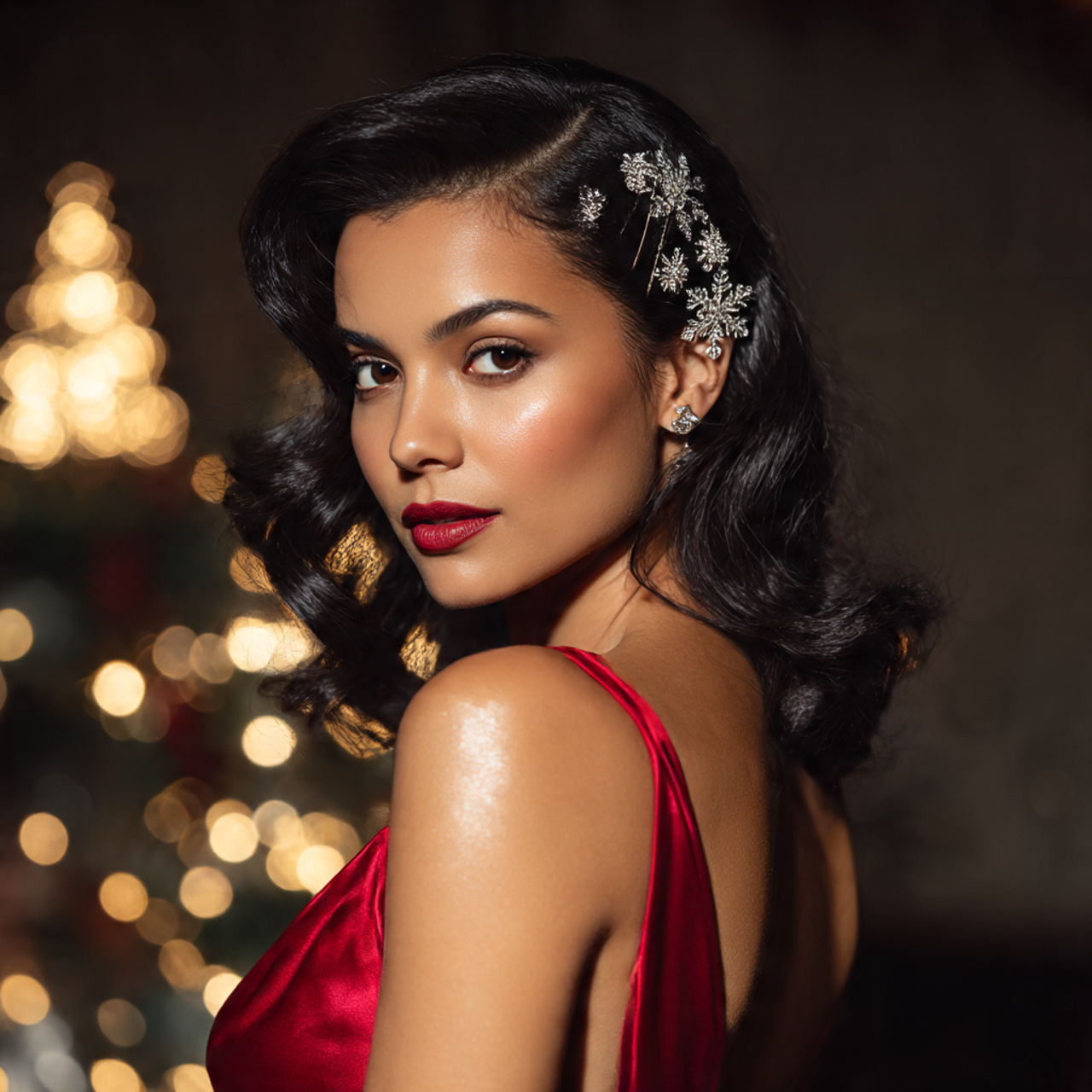 Gorgeous 25 Christmas Hairstyles Ideas for Every Holiday Event 4 a glamorous realistic portrait of a woman