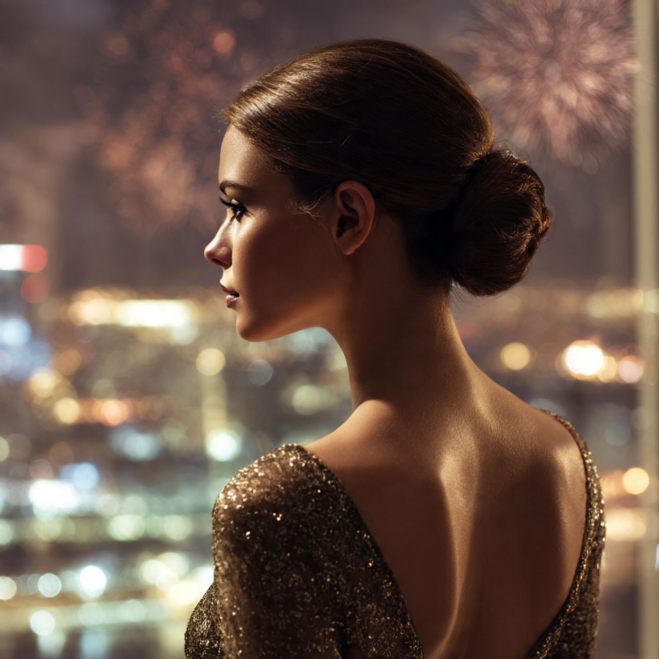 a glamorous woman with a polished low