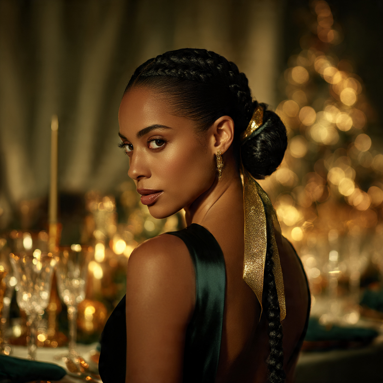 Gorgeous 25 Christmas Hairstyles Ideas for Every Holiday Event 25 a glamorous woman with deep ebony skin