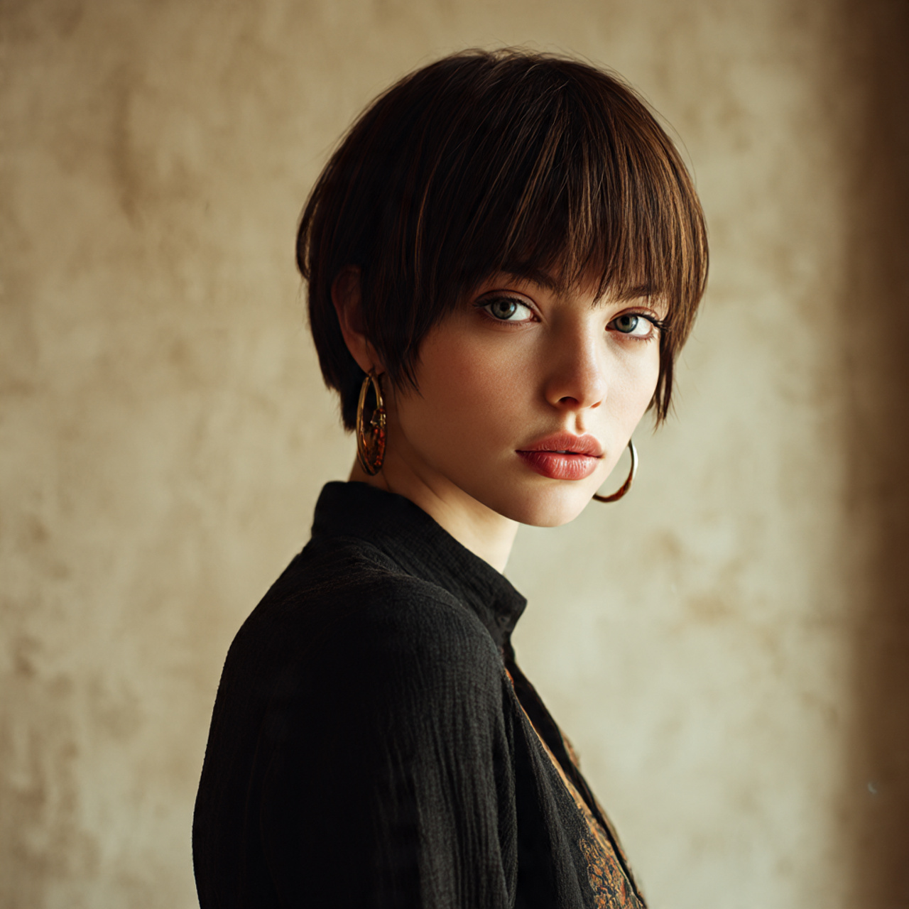 a high fashion portrait of a unique looking model