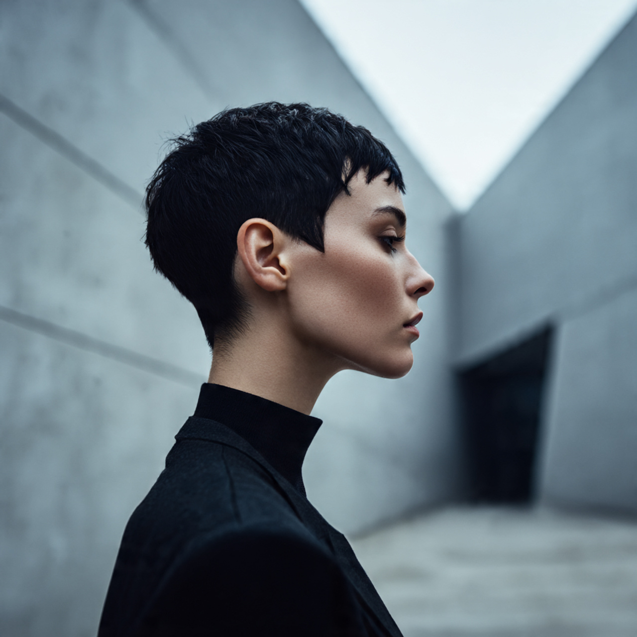 Bold & Chic: 20 Short Cropped Hairstyles Ideas 13 a high fashion portrait of a woman with 1