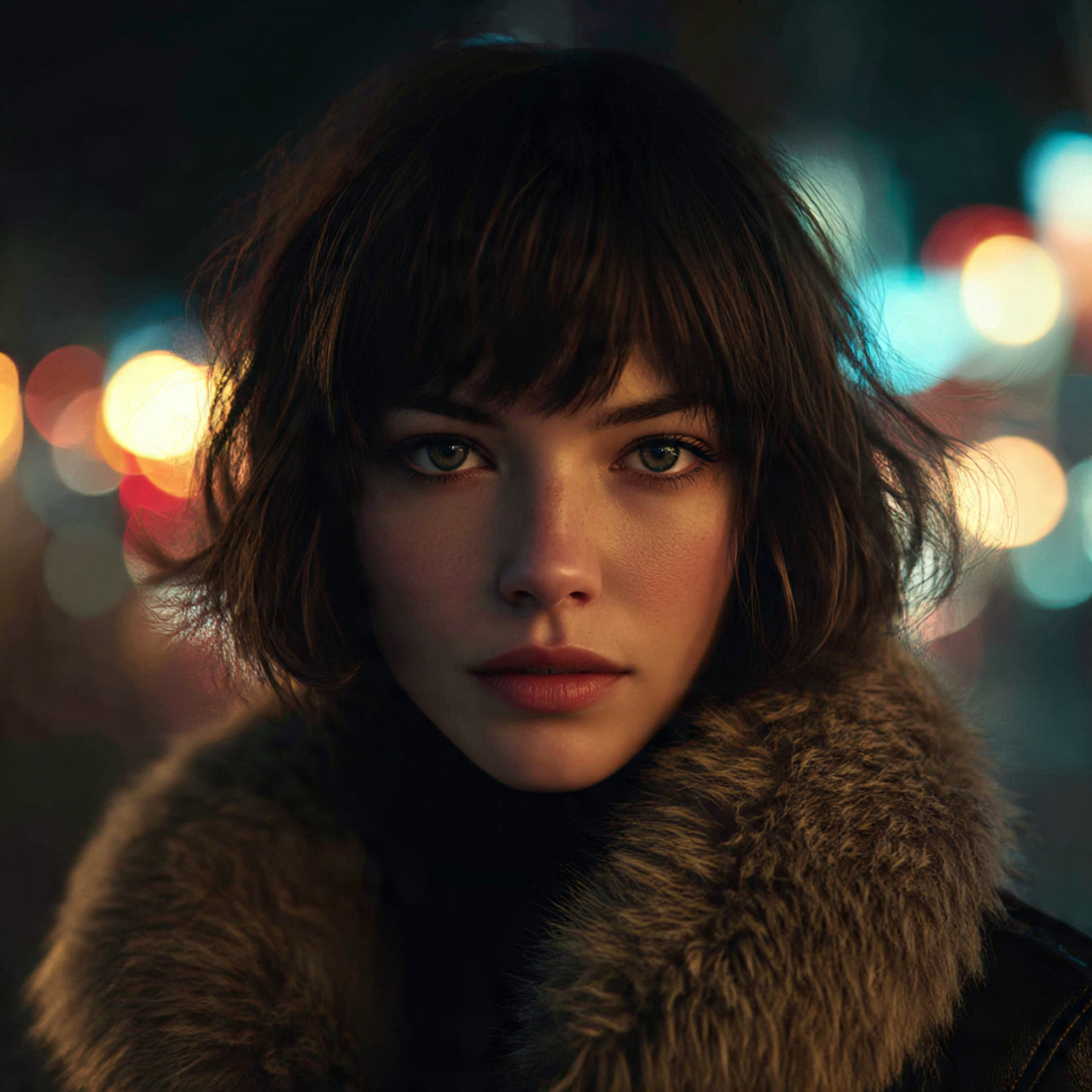 a lifelike front view portrait of a woman