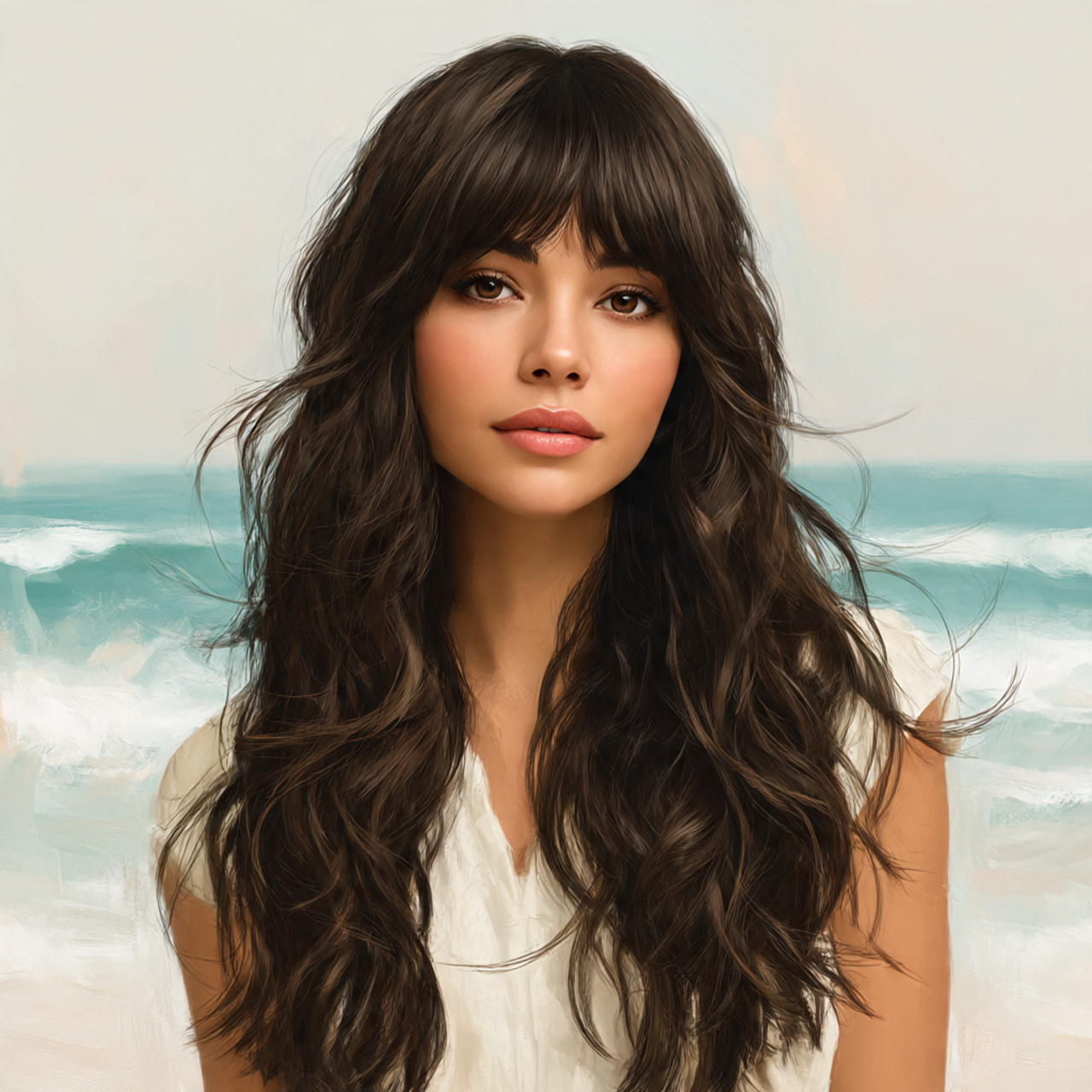 a lifelike portrait of a latina woman