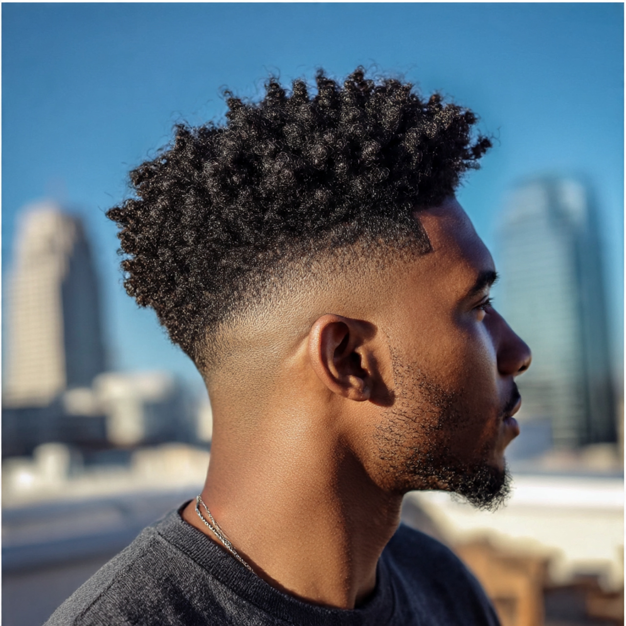 a long top afro fade for men
