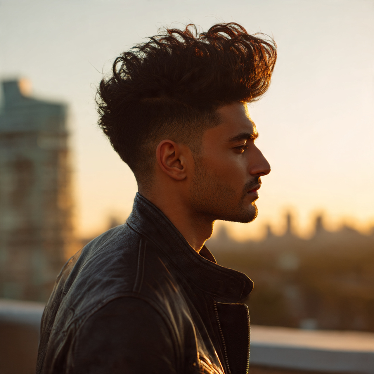 a man with a voluminous blowout fade