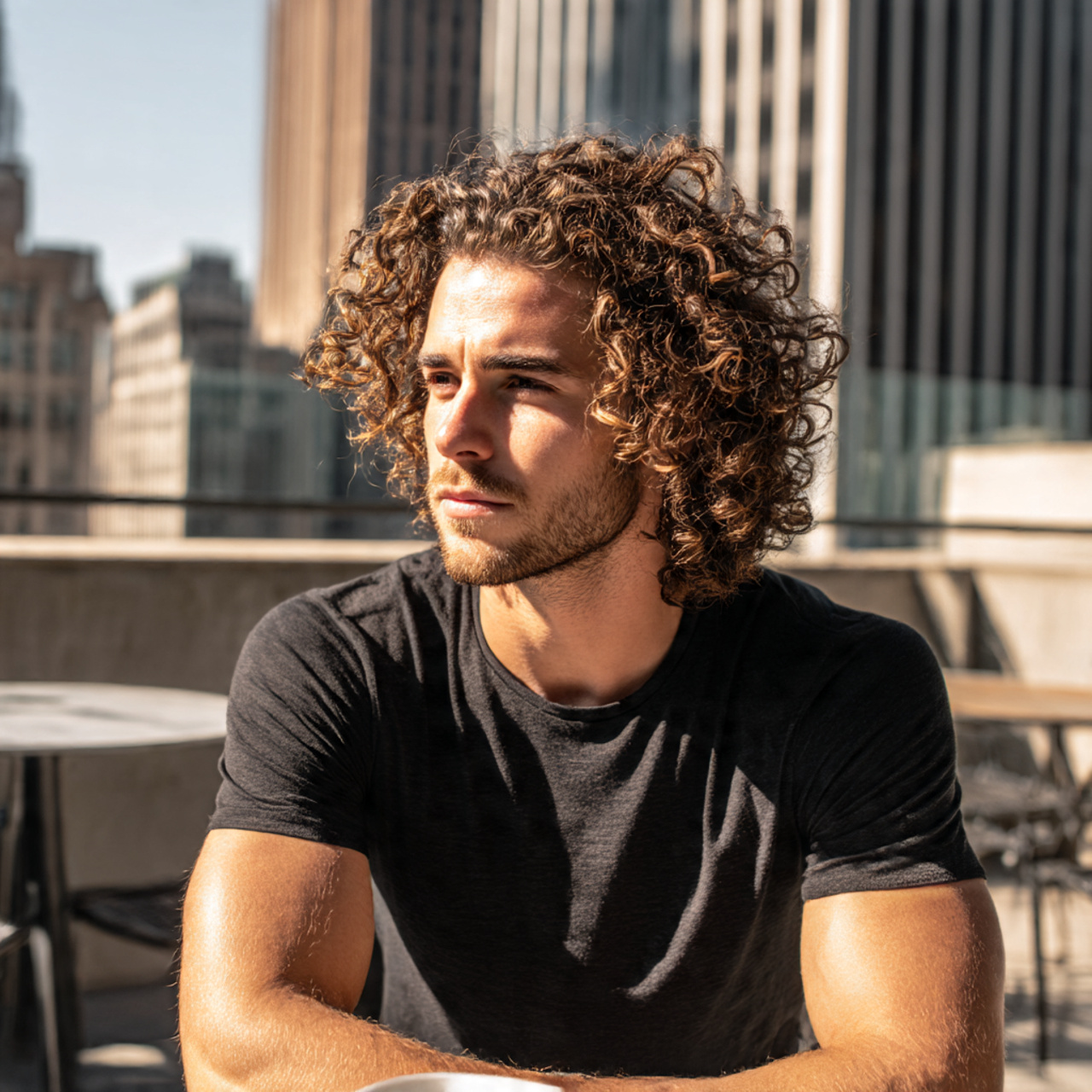 27 Best Medium Hairstyles for Men: Pro Cuts & Styling 14 a man with defined medium length curly hair