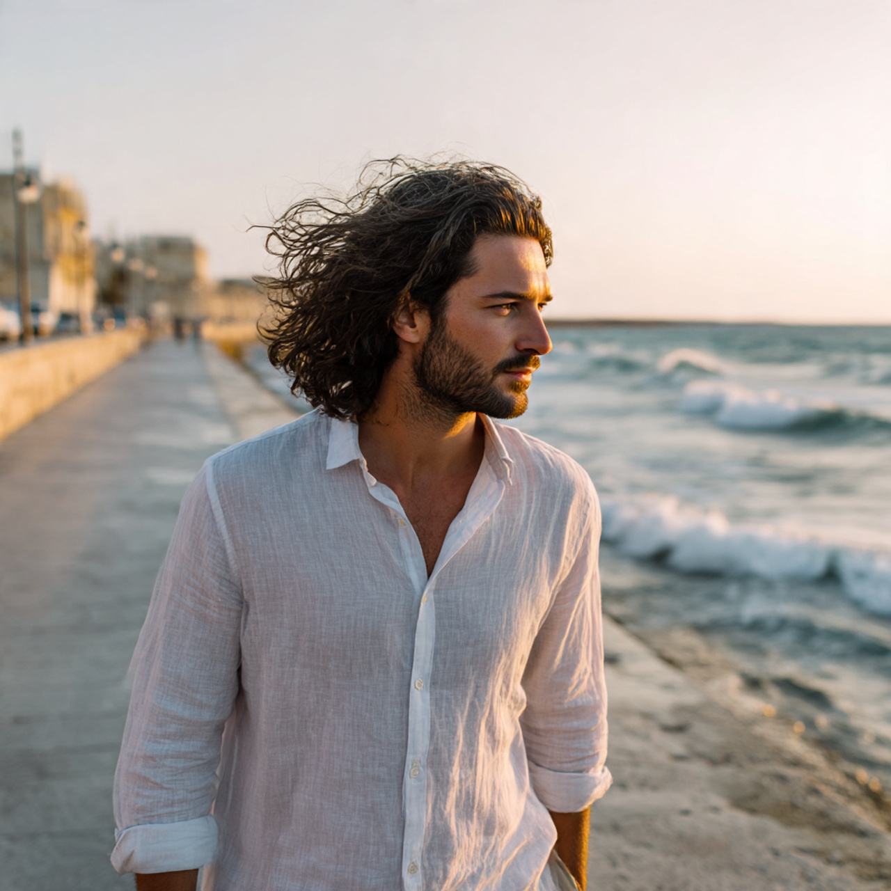 a man with medium length wavy hair in