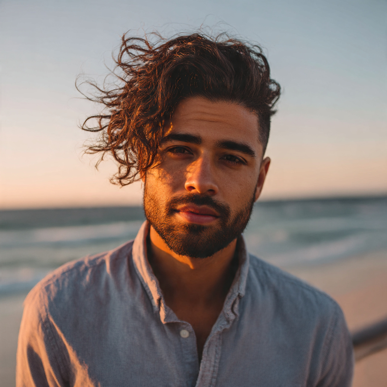 a man with medium length wavy hair styled