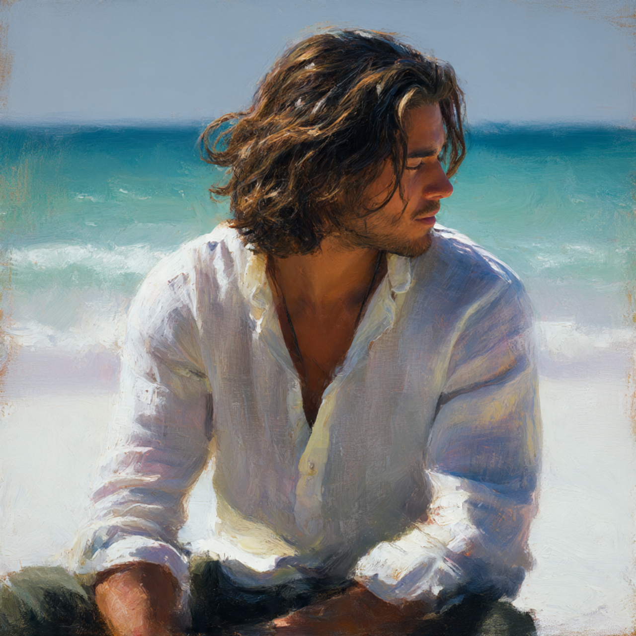 Master the Flow: 27 Long Haircuts for Men Ideas & Tips 7 a man with wavy shoulder length hair casually