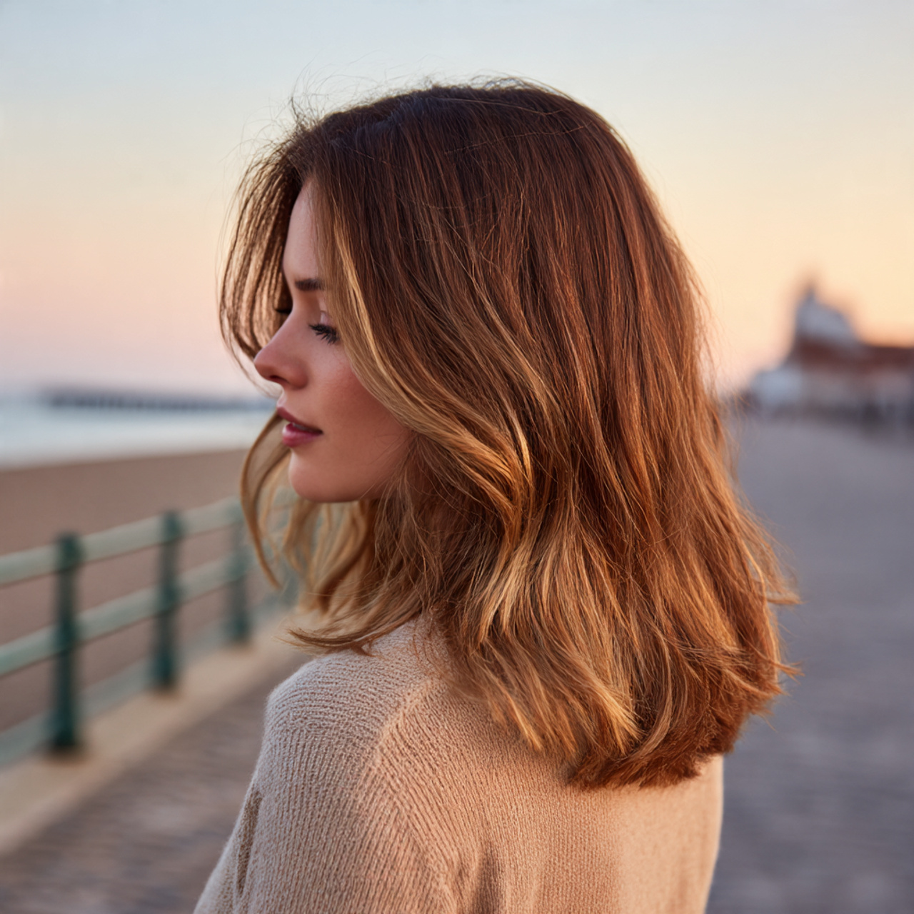 a medium length hairstyle with a soft sombr