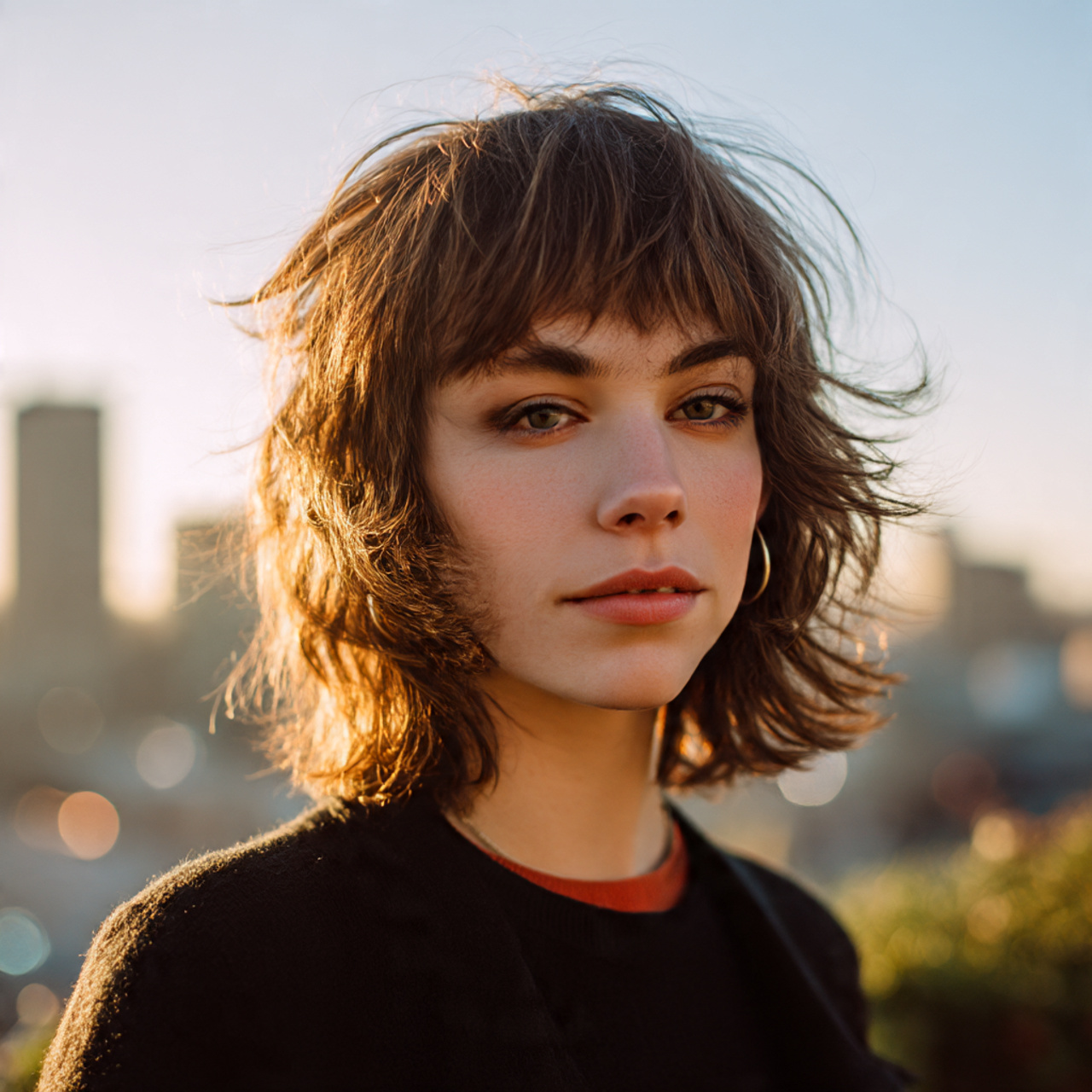 20 Wavy Wolf Cut with Bangs Ideas To Boost Self Confidence 6 a model showcasing a medium length choppy internal