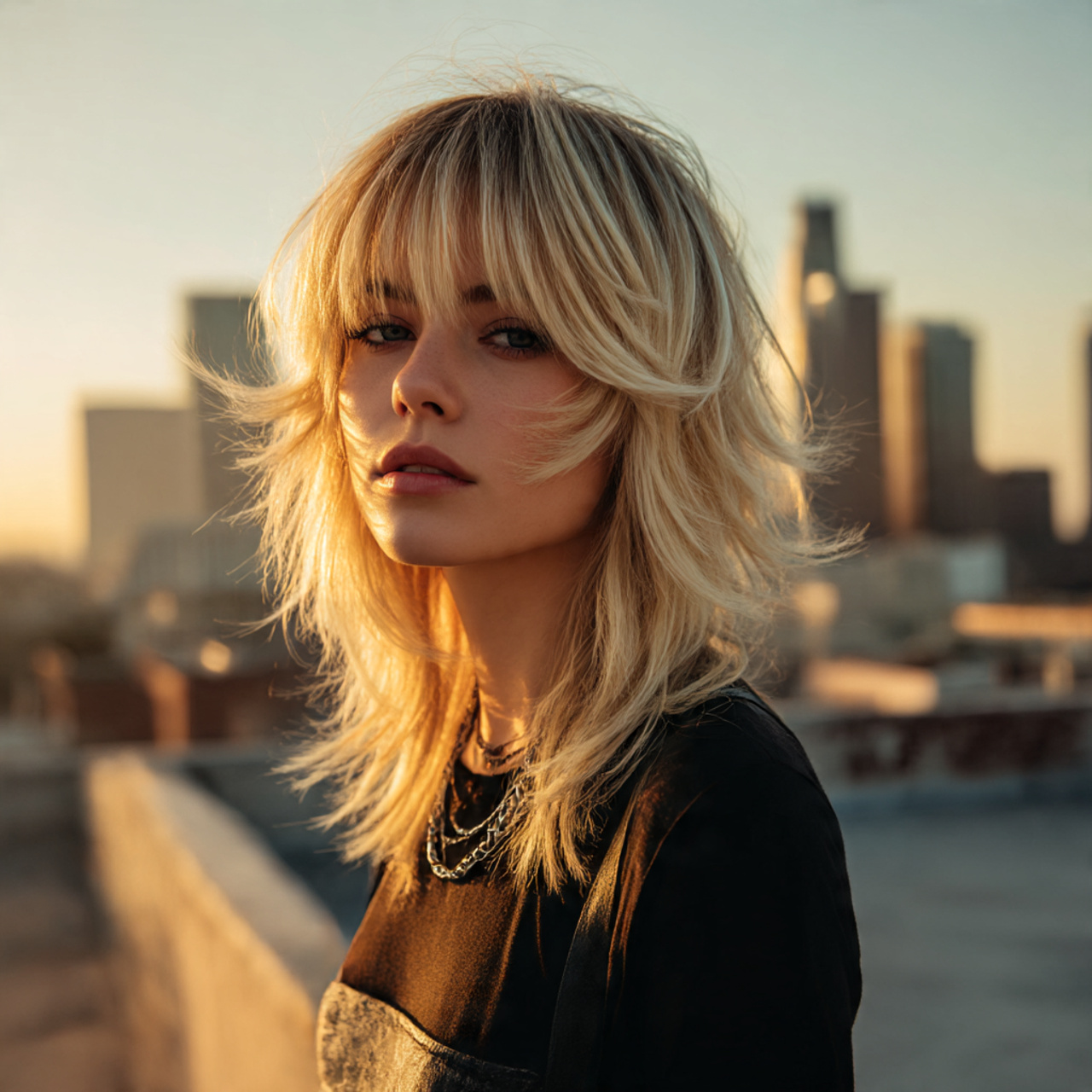 Blonde Wolf Cut with Bangs: 15 Stunning Hair Ideas You Need to Try 3 a model showcasing a reverse ombre blonde