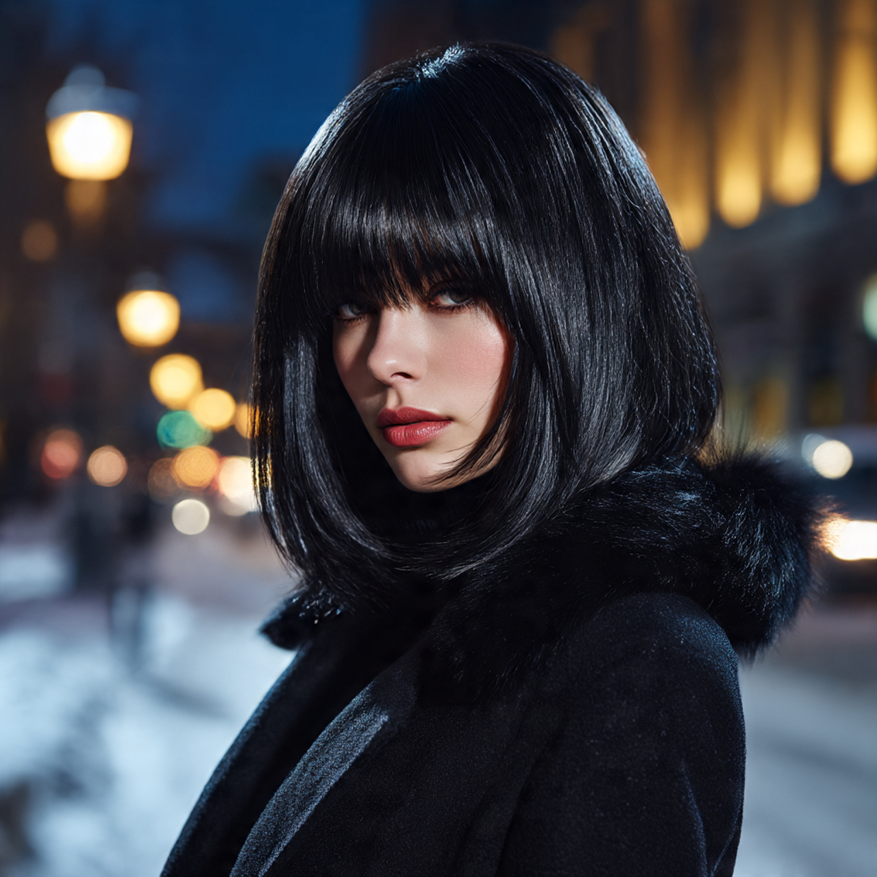 27 Hottest Winter Wolf Cut Ideas & Styles 12 a model showcasing a sleek midnight black