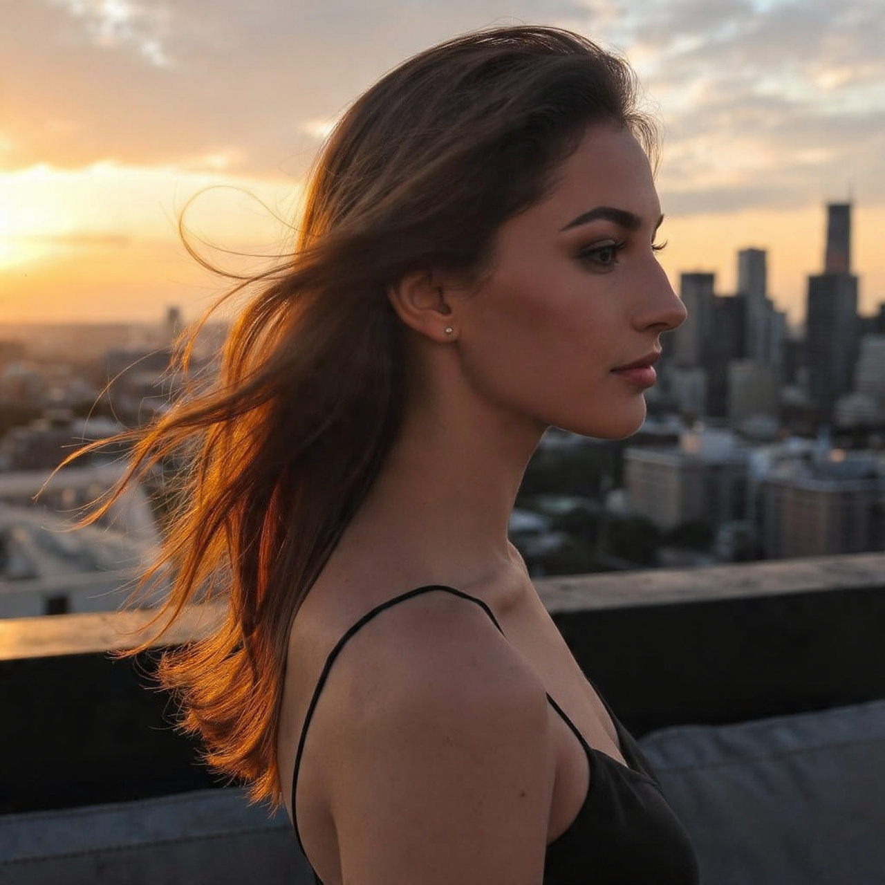 a model showing a sleek side part