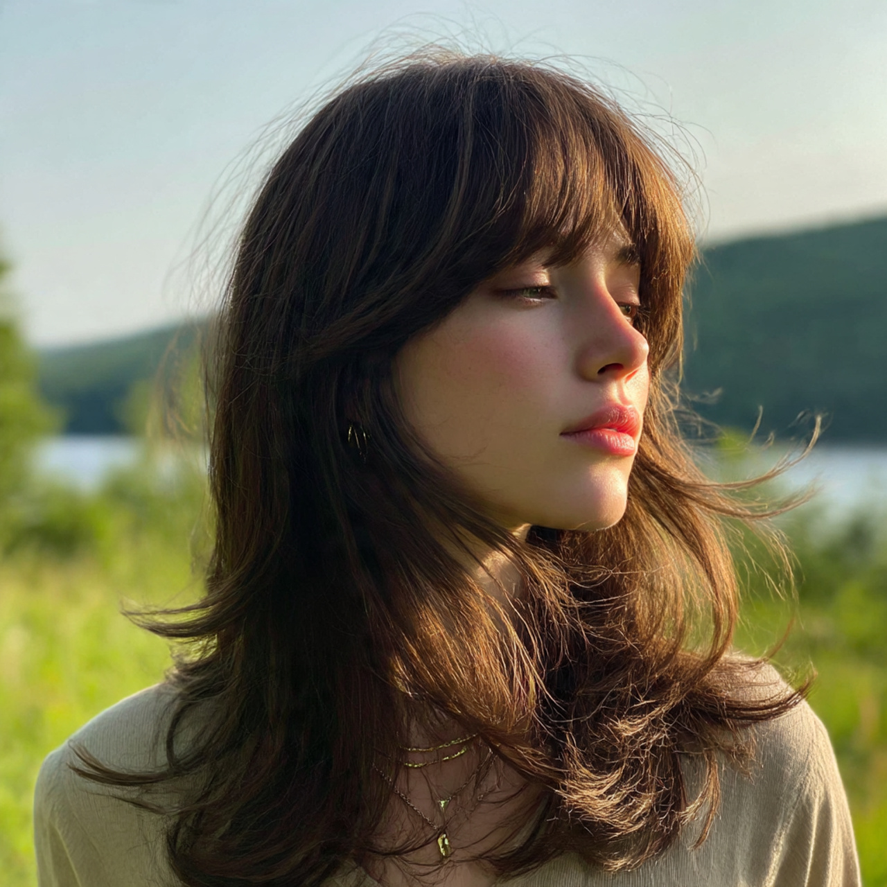 a model wearing a subtle long wolf