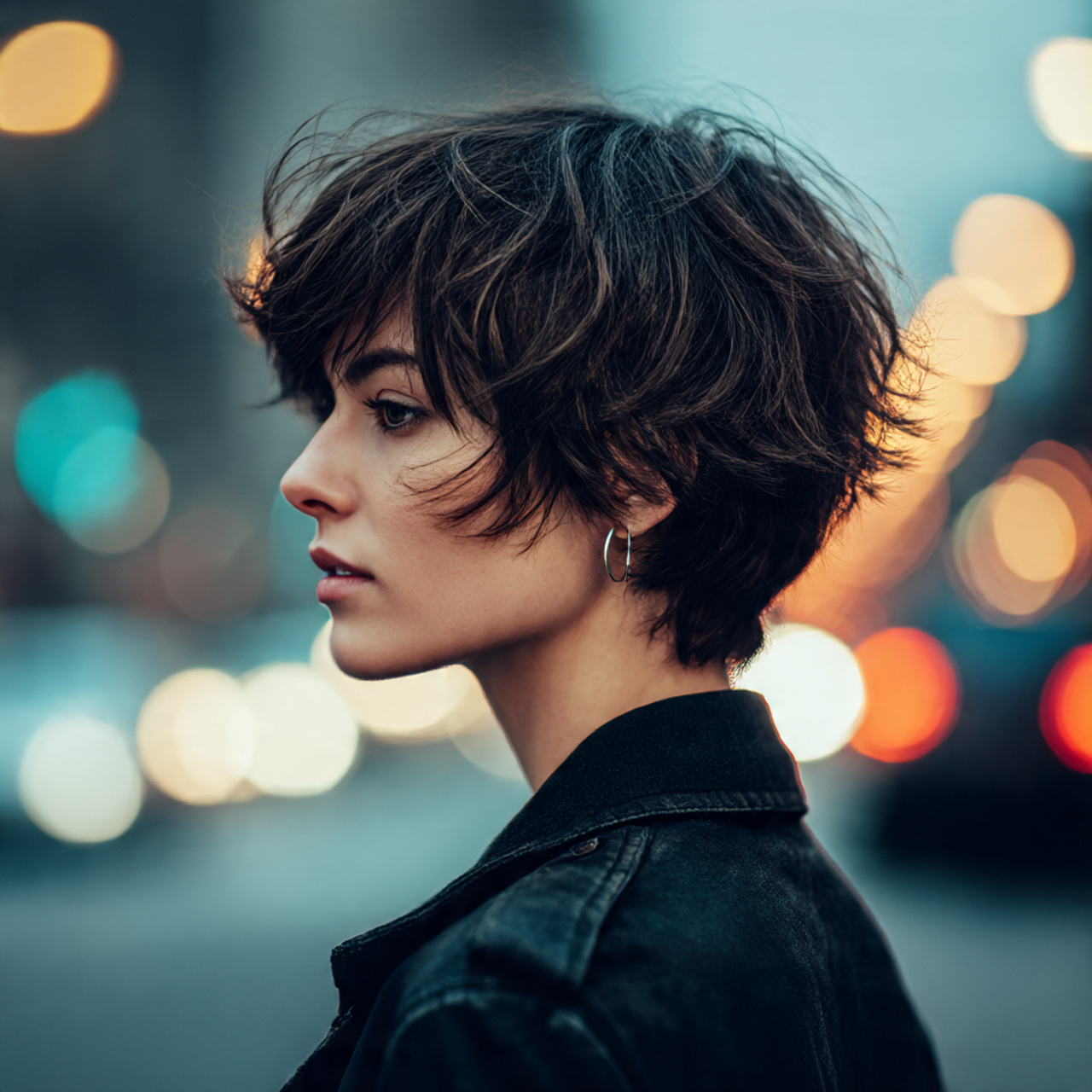 a model with a short french shag