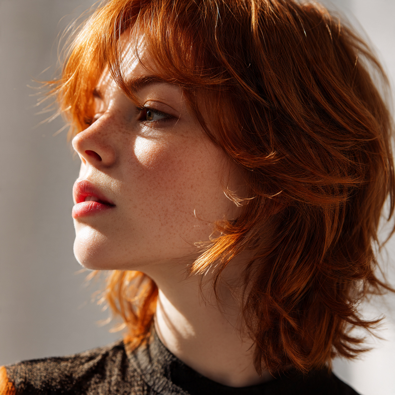 a model with fine hair wearing a