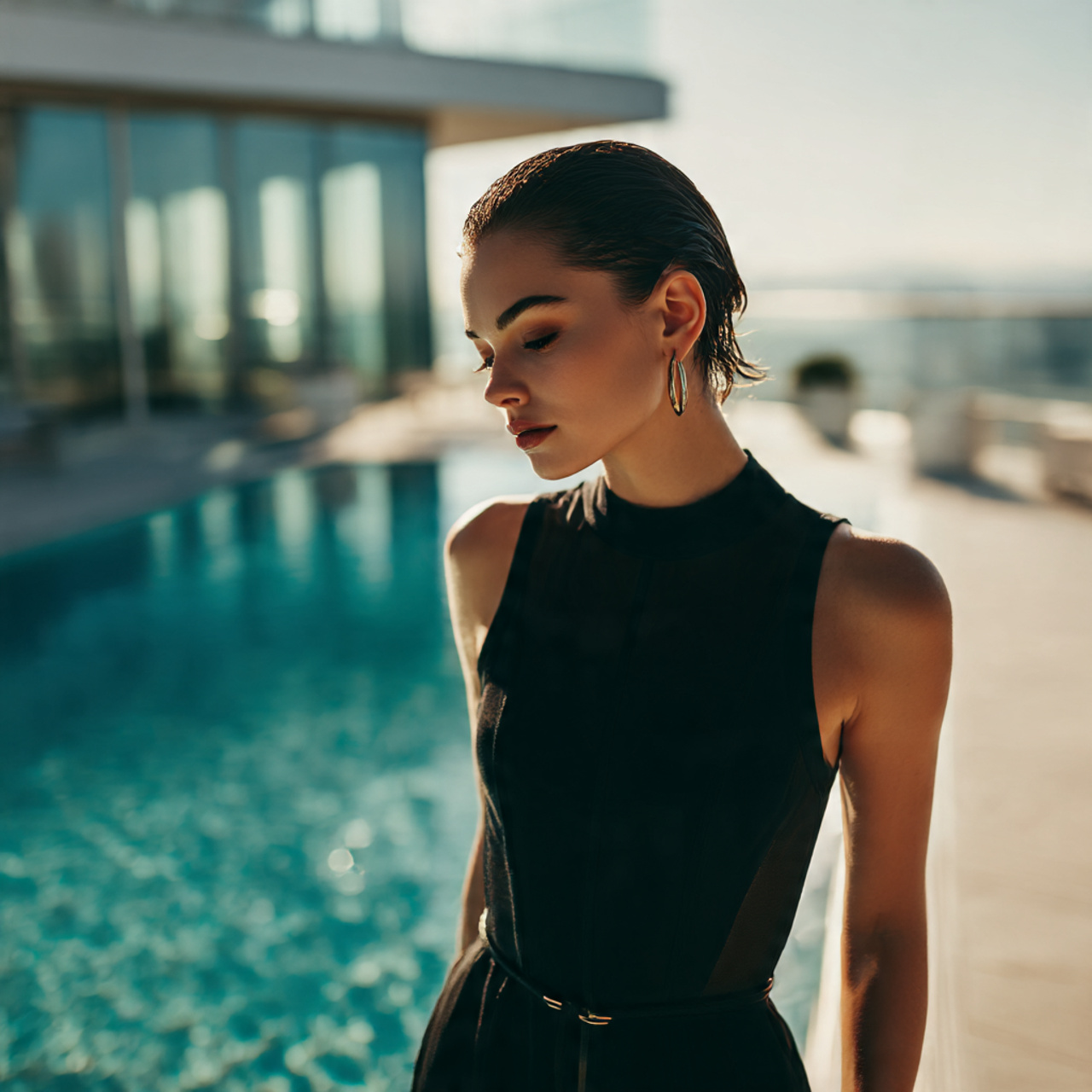 27 Chic & Easy Summer Hairstyles: Humidity-Proof Looks 9 a modern woman with sleek wet look hair