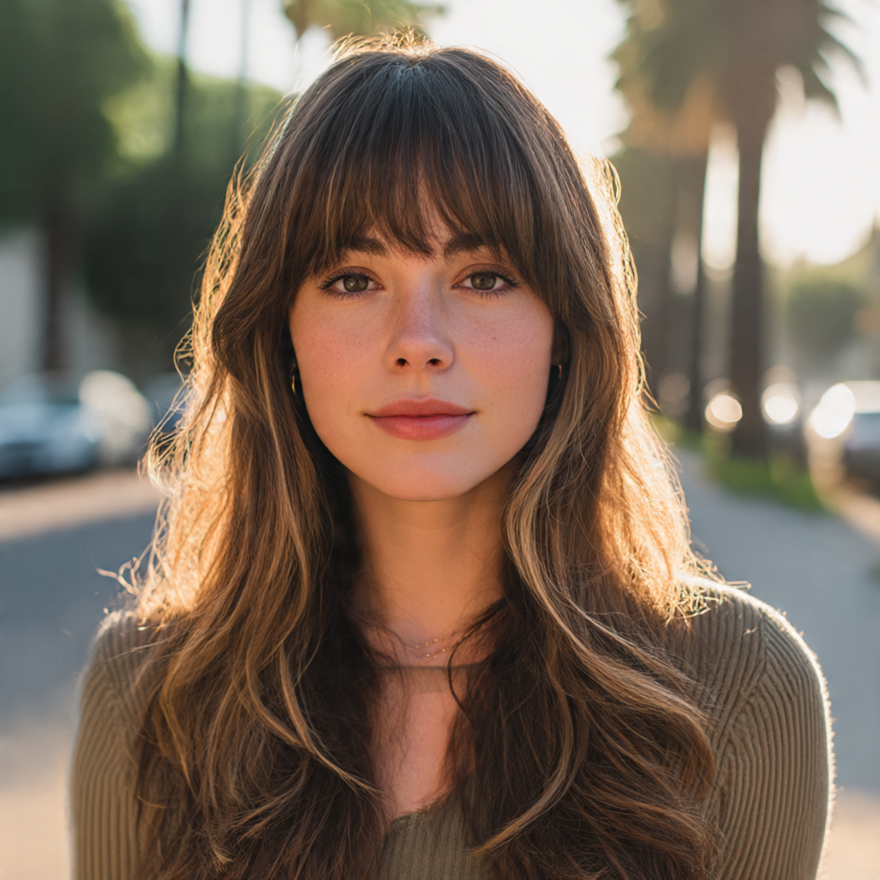 a natural california brunette hairstyle with a