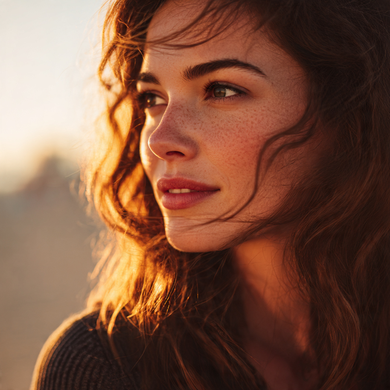 a natural california brunette woman with soft