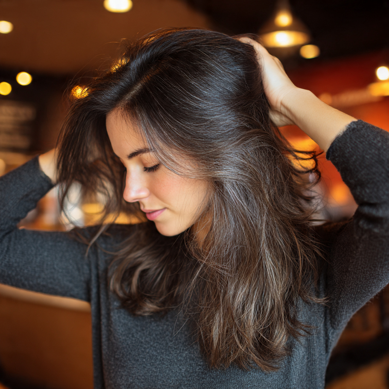 20 Silver Highlights Ideas for a Stunning New Look 19 a natural candid moment of a woman