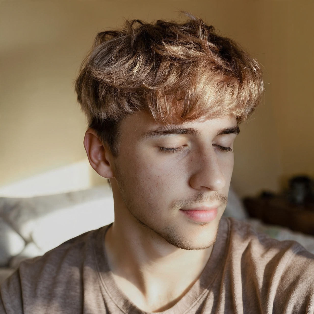 20 Modern Wolf Cut Men Ideas to Upgrade Your Style 18 a natural candid style photo of a 23 year old