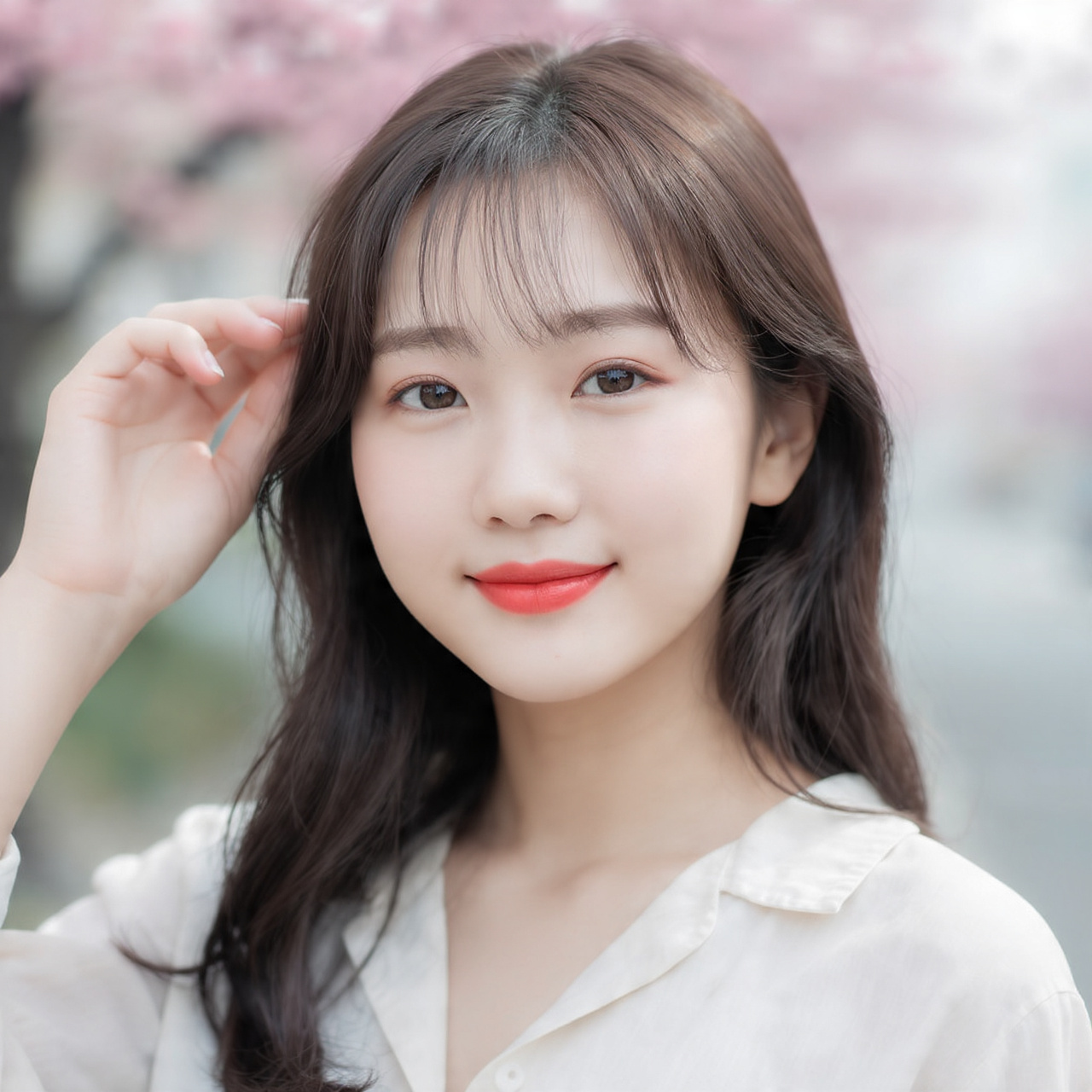 a natural looking korean woman with delicate types
