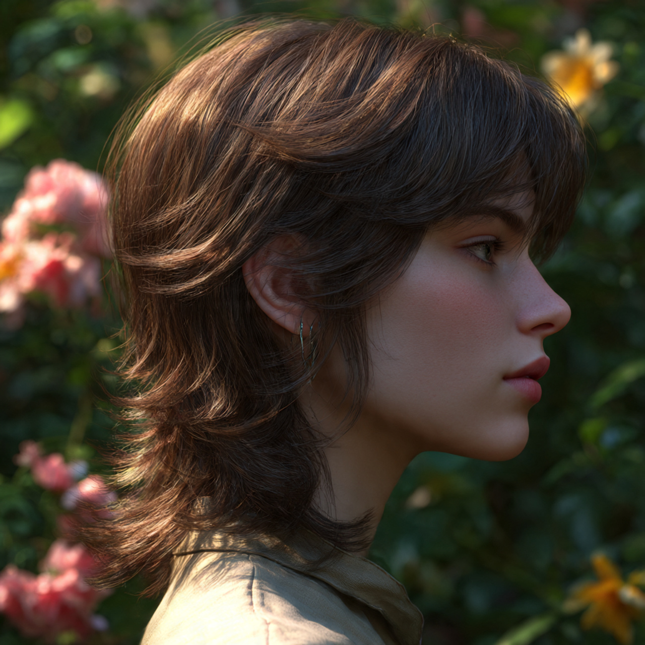 a natural looking woman with invisible face framing layers