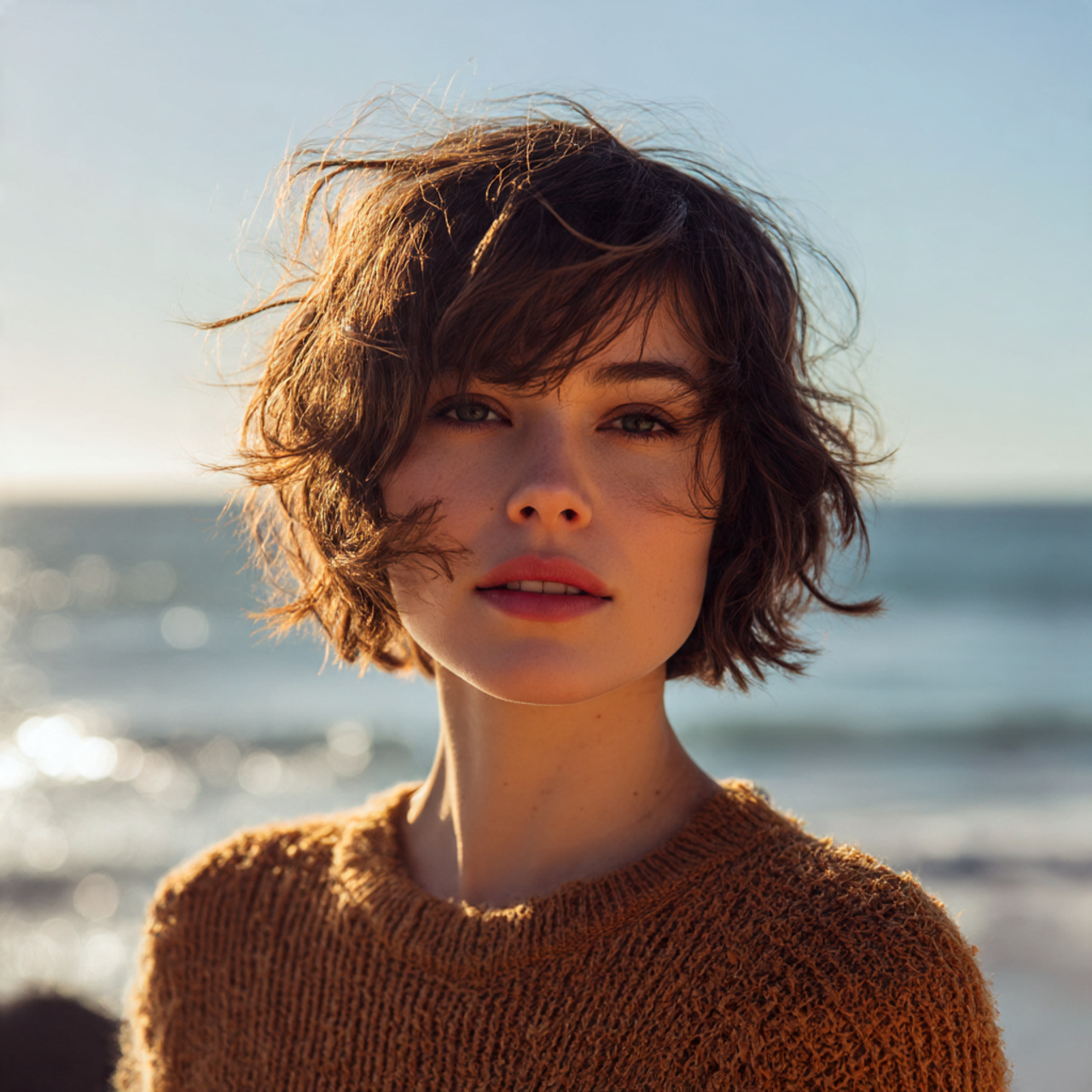 20 Short Shaggy Hair Ideas for Volume and Texture You’ll Love 16 a natural looking woman with soft beachy wave