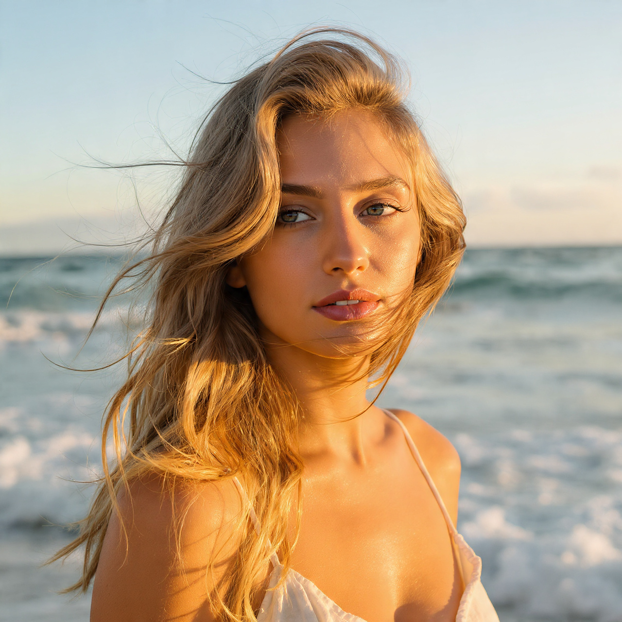 a natural looking young woman with an oval shaped